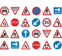 24 x 1.5 inch Cupcake Toppers UK Road Signs Edible Icing, Wafer or Wafer Card (Icing)