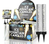 24 x 12CM Ice Sparkling Fountain Candles with Holder: Perfect Cake Sparklers Fountain Candles for Birthday, Wedding, Anniversary, and Party Decorations (Golden 12cm) (Silver 12cm)