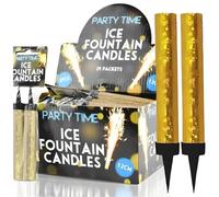 24 x 12CM Ice Sparkling Fountain Candles with Holder: Perfect Cake Sparklers Fountain Candles for Birthday, Wedding, Anniversary, and Party Decorations (Golden 12cm)