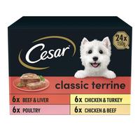 24 x 150g Cesar Classics Dog Food Trays Mixed Selection in Terrine