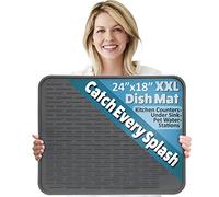 24" x 18" XXL Silicone Dish Drying Mat - Large Dish Drainer Mat and Trivet by LISH (Slate Grey)