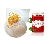 24 x 1lb Jam Pot Covers Labels with Elastic Rubber jam Jar covers and wax discs (1lb Jam Pot Covers)