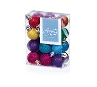 24 x 30mm Rainbow Glitter Ball Christmas Tree Baubles