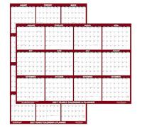 24" x 36" SwiftGlimpse 2027 Wall Calendar Erasable Large Wet & Dry Erase Laminated 12 Month Annual Yearly Wall Planner, Reversible, Horizontal/Vertical, Burgundy