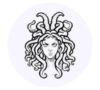 24 x 40mm Round 'Angry Medusa Gorgon' Stickers (SK00064560)