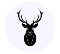 24 x 40mm Round 'Black Stag Head' Stickers (SK00002347)