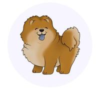 24 x 40mm Round 'Chow Chow Dog' Stickers (SK00041939)