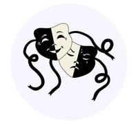 24 x 40mm Round 'Comedy and Tragedy Masks' Stickers (SK00061220)