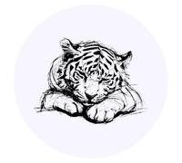 24 x 40mm Round 'Cute Sleepy Tiger Cub Sketch' Stickers (SK00067439)
