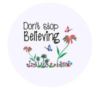 24 x 40mm Round 'Don't Stop Believing' Stickers (SK00071374)