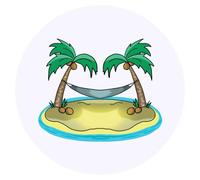 24 x 40mm Round 'Hammock On A Desert Island' Stickers (SK00065991)
