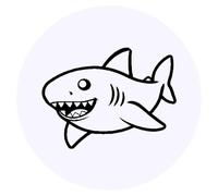 24 x 40mm Round 'Happy Shark' Stickers (SK00064283)