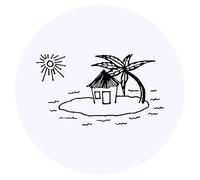 24 x 40mm Round 'Hut On Desert Island' Stickers (SK00050434)