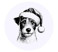 24 x 40mm Round 'Jack Russell Dog Wearing Santa Hat' Stickers (SK00069411)