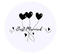 24 x 40mm Round 'Just Married' Stickers (SK00071682)