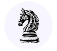 24 x 40mm Round 'Knight Chess Piece' Stickers (SK00070988)