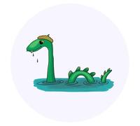 24 x 40mm Round 'Loch Ness Monster' Stickers (SK00071813)