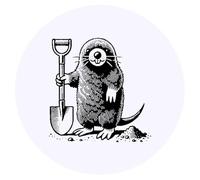 24 x 40mm Round 'Mole Digging with Shovel' Stickers (SK00070008)