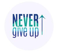 24 x 40mm Round 'Never Give Up' Stickers (SK00058310)