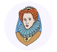 24 x 40mm Round 'Queen Elizabeth I' Stickers (SK00057354)