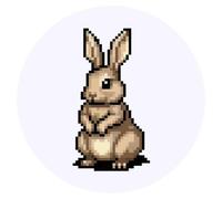 24 x 40mm Round 'Rabbit Pixel Art' Stickers (SK00061966)