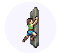 24 x 40mm Round 'Rock Climbing Pixel Art' Stickers (SK00062377)