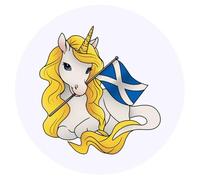 24 x 40mm Round 'Scottish Unicorn with Flag' Stickers (SK00069251)