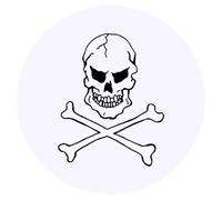 24 x 40mm Round 'Skull & Crossbones' Stickers (SK00001032)