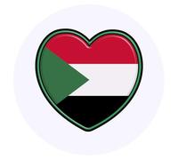 24 x 40mm Round 'Sudan Flag Heart' Stickers (SK00058197)
