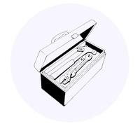 24 x 40mm Round 'Toolbox with Hammer and Spanner' Stickers (SK00072275)
