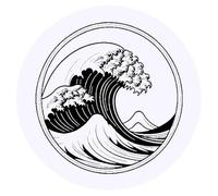24 x 40mm Round 'Tsunami Drawing' Stickers (SK00068511)