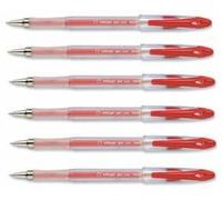 24 x 5 Star Red Roller Gel Pen Clear Barrel 1.0mm Tip 0.5mm Line