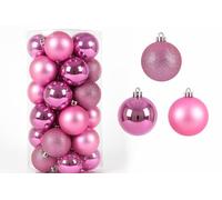 24 x 60 mm Pink Christmas Tree Baubles - Shatterproof Hanging Ornaments | Matt, Gloss & Glitter Finish | Premium Pink Bauble Set for Christmas Trees & Festive Decorations
