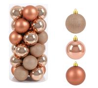 24 x 60 mm Rose Gold Christmas Tree Baubles - Shatterproof Ornaments | Matt, Gloss & Glitter Finish | Luxury Rose Gold Bauble Set for Christmas Trees & Festive Décor