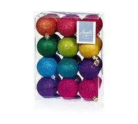 24 x 60mm Rainbow Glitter Balls - Rainbow Christmas Tree Bauble Decorations 6cm (24 Pack)