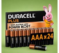 24 x AAA DURACELL PLUS BATTERIES 1.5V ALKALINE-MN2400-10 YEARS STORAGE LIFE