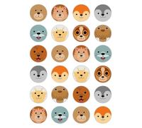 24 x Animal Faces Heads Edible Wafer/Rice Paper Cupcake Toppers Cake Decorations Jungle Safari Animals Kids Birthdays