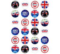 24 x Armed Forces Day Party Pack Edible Cupcake Toppers - Wafer Card or Icing - Army Celebration Themed Party Decorations Perfect For Brownies Cookies Muffins & More! (Premium Icing Sheet)