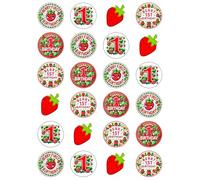 24 x Berry 1st Birthday Edible Cupcake Toppers - Wafer Card or Icing - First Birthday Themed Party Decorations Perfect For Brownies Cookies Muffins & More! (Edible Wafer Card)