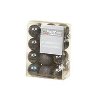 24 x Black shatterproof Christmas tree Baubles Decorations Mixed finishes by Premier Decorations