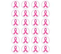 24 x Breast Cancer Ribbon Edible Wafer or Icing Cupcake Topper Fun Charity Party Cake Decorations Perfect For Brownies Cookies Muffins & More! (Edible Wafer Card)
