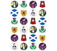 24 x Burns Night Party Pack Edible Wafer or Icing Cupcake Toppers Scotland Party Cake Decorations Perfect For Brownies Cookies Muffins & More! (Edible Wafer Card)