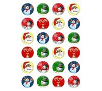 24 x Christmas Cupcake toppers edible wafer paper Rice Fairy Cake Decorations Santa Snowman Tree Jingle Bells Xmas