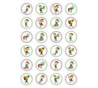 24 x Christmas Elf Edible Paper Cupcake Toppers Wafer Cake Decorations Kids Elves Xmas Elf on the shelf