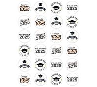 24 x Class of 2025 Party Pack Edible Cupcake Toppers - Wafer Card or Icing - Graduation Celebration Party Themed Decorations Perfect For Brownies Cookies Muffins & More! (Premium Icing Sheet)