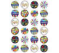 24 x Congratulations Mix Edible Wafer Cupcake Toppers Cake Party Decorations