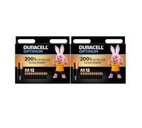 24 x Duracell AA Optimum (2 Blistercard with 12 Batteries) 24 Batteries (MX1500/Stilo/Mignon)