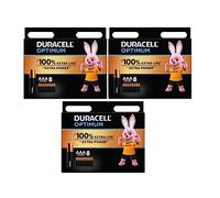24 x Duracell AAA Optimum (3 Blistercard with 8 Batteries) 24 Batteries (MX2400/Mini Stilo/Micro)