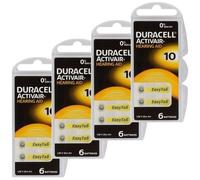 24 x Duracell Size 10 Hearing Aid Batteries Yellow - Zinc Air Mercury Free PR70