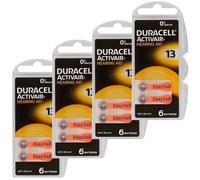 24 x Duracell Size 13 Hearing Aid Batteries Orange - Zinc Air Mercury Free PR48